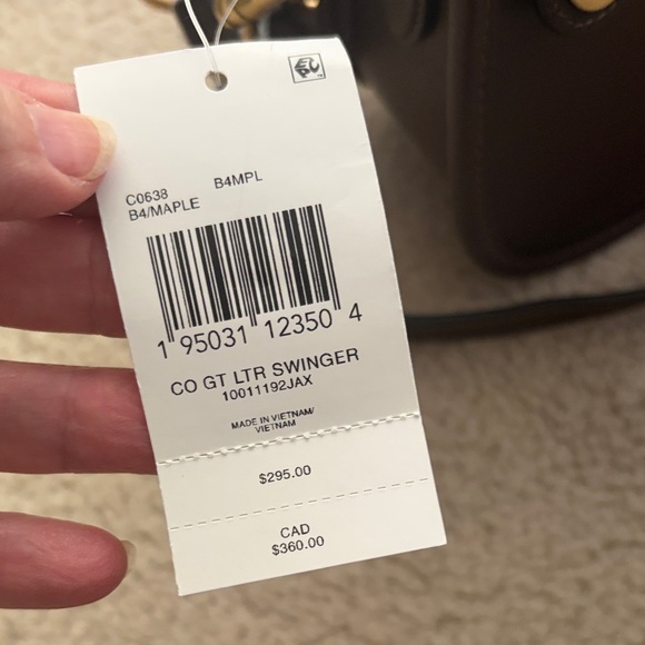 Coach Dark Brown Leather Swinger Crossbody with Gold Turnlock - Picture 11 of 12